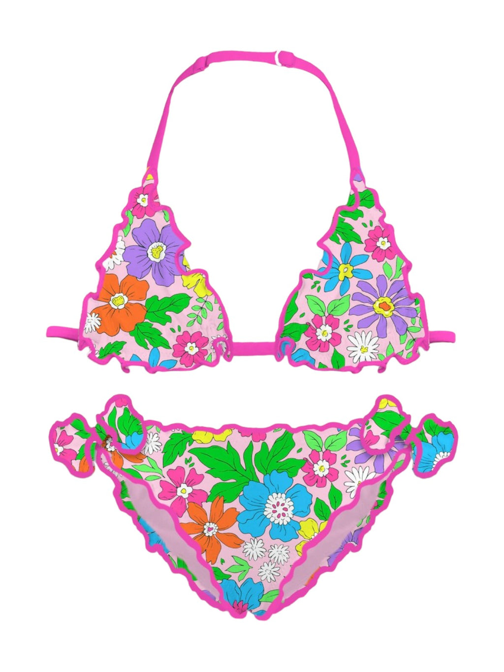 Abito Spiaggia Bambina Floreale - Copricostume In Chiffon Con Stampa Fiori Per Estate E Vacanze - Foto 3