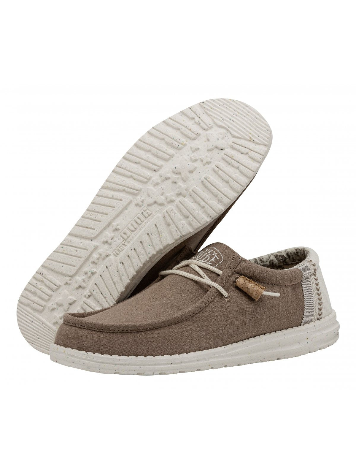 DUDE Mocassino Uomo Wally linen natural HD.40015 0Y8 Marrone