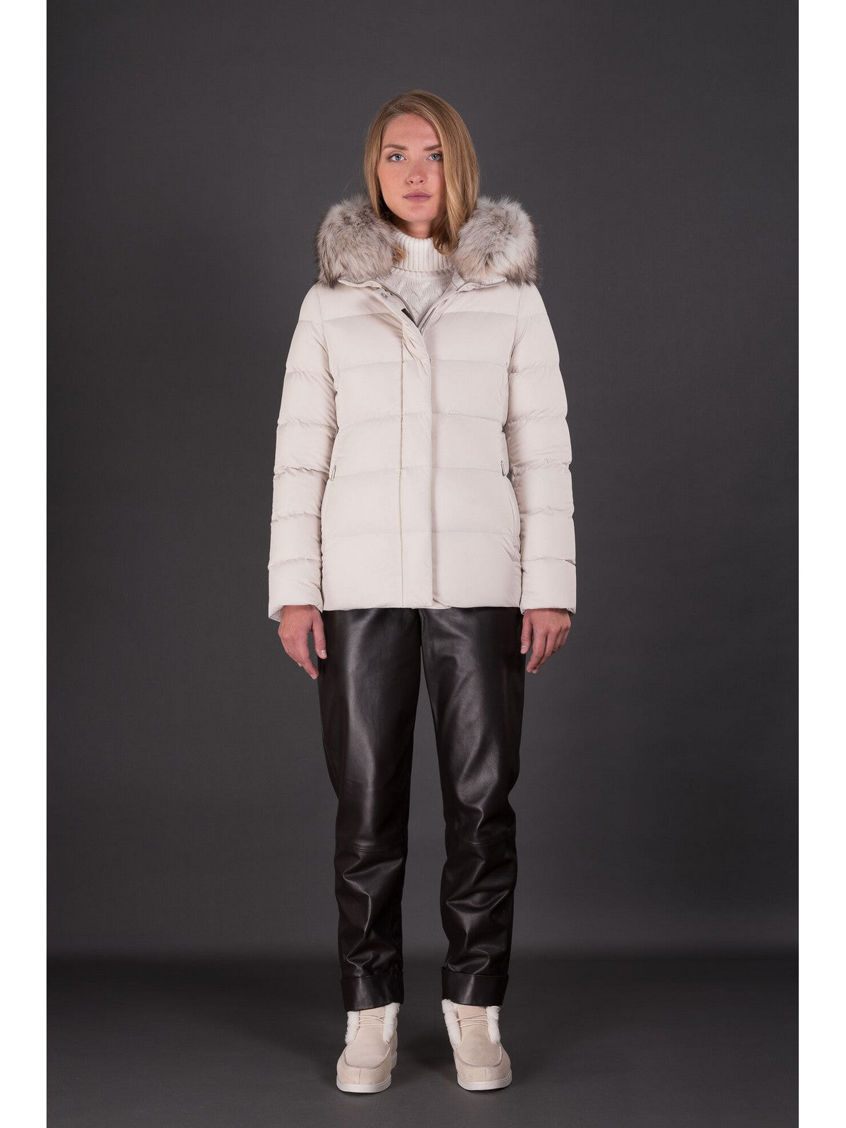 Moorer Piumino Mujer Kilie-Fur-Kn Modgi100891 U0119 Marfil